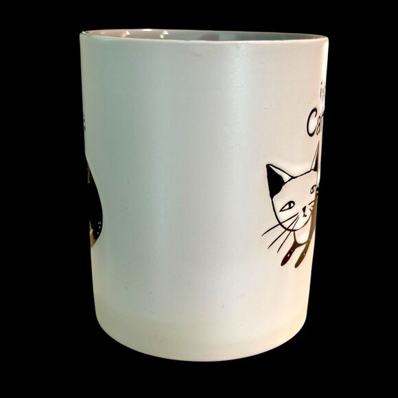 Signature Housewares "I Got Cattitude" 3D Stoneware White/Gray Coffee Mug 14 oz - Picture 2 of 10